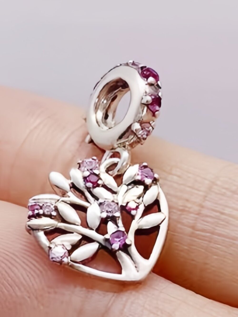 Pandora Pink Heart Family Tree Dangle Charm
